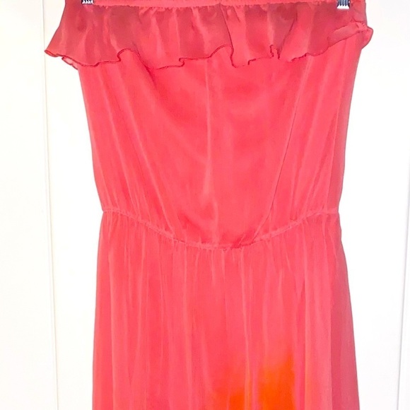 L8ter Floral Strapless Ruffle Maxi Dress Boho Hippie Tropical Size L Resortwear - Picture 2 of 8